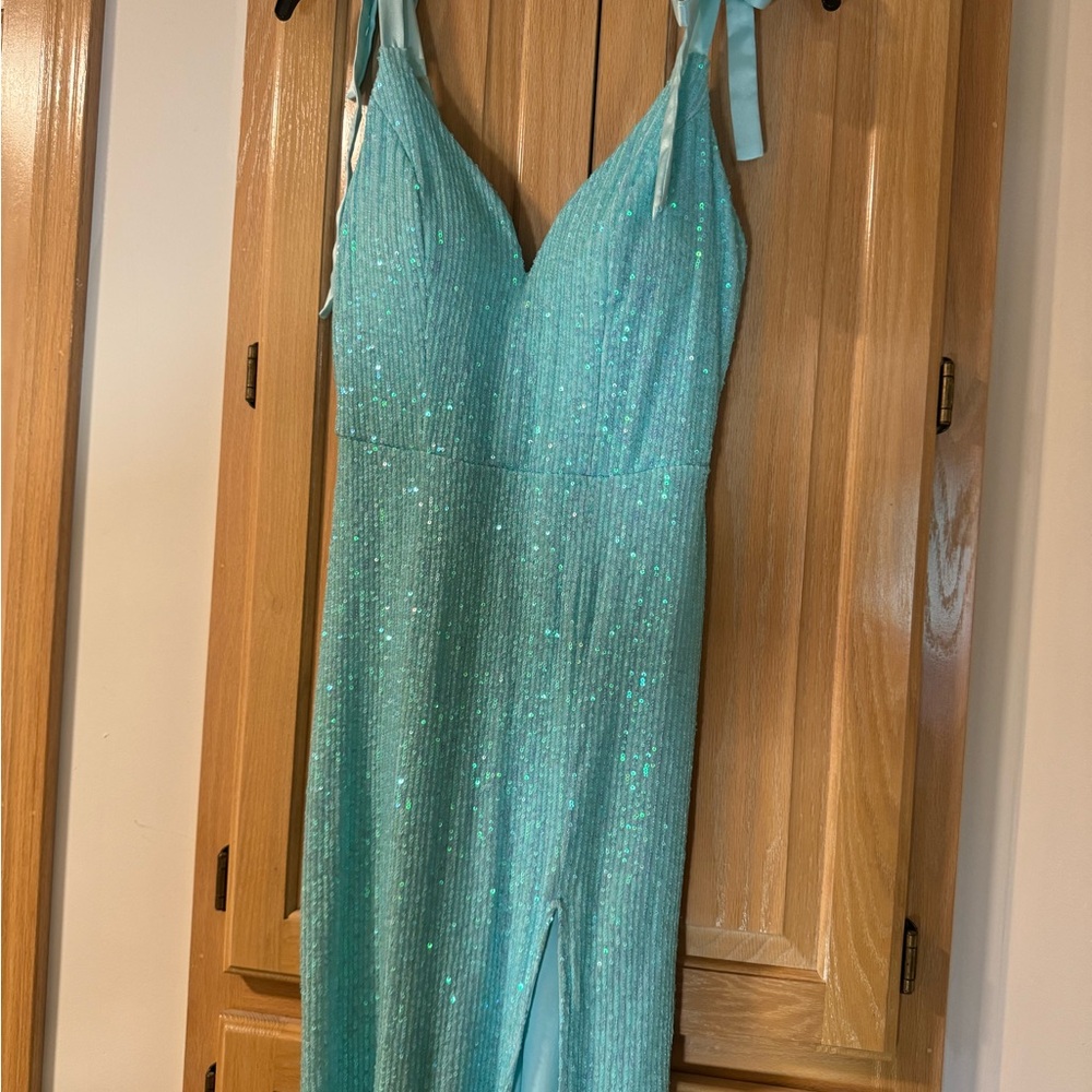 Sparkling Aqua Sleeveless Dress